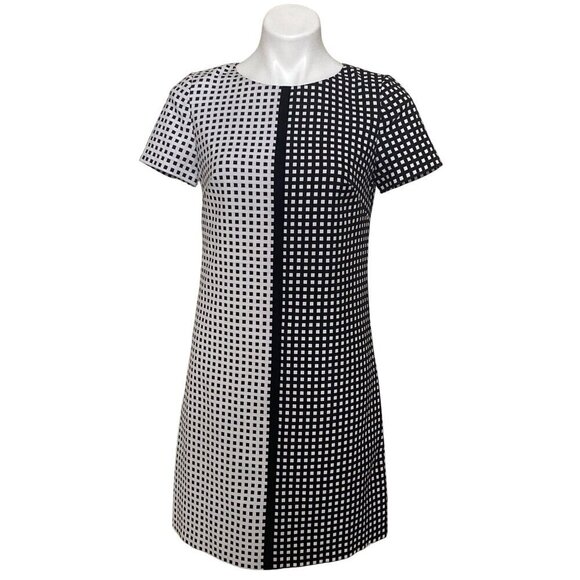 Betsey Johnson Checkered Black & White Short Sleeve Dress, Women's Size 6 - Picture 2 of 11